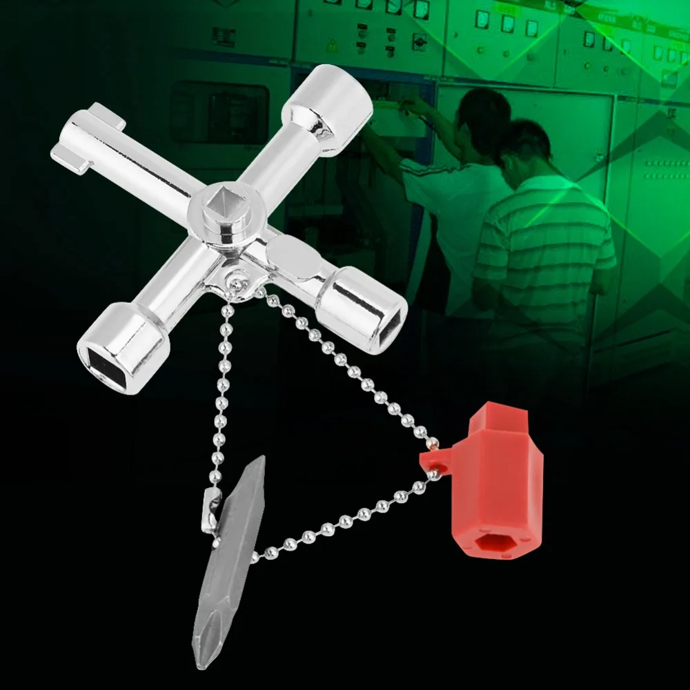 10pcs Tool Parts Zinc Alloy Universal Control Cabinet Key 5-in-1 Multifunctional Cross Key Wrench 4 Way Switch Wrench Train Door