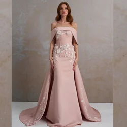 Customized Sparkle Exquisite Jersey Applique Draped Pleat Cocktail Party Mermaid Off-the-shoulder Bespoke Occasion Gown