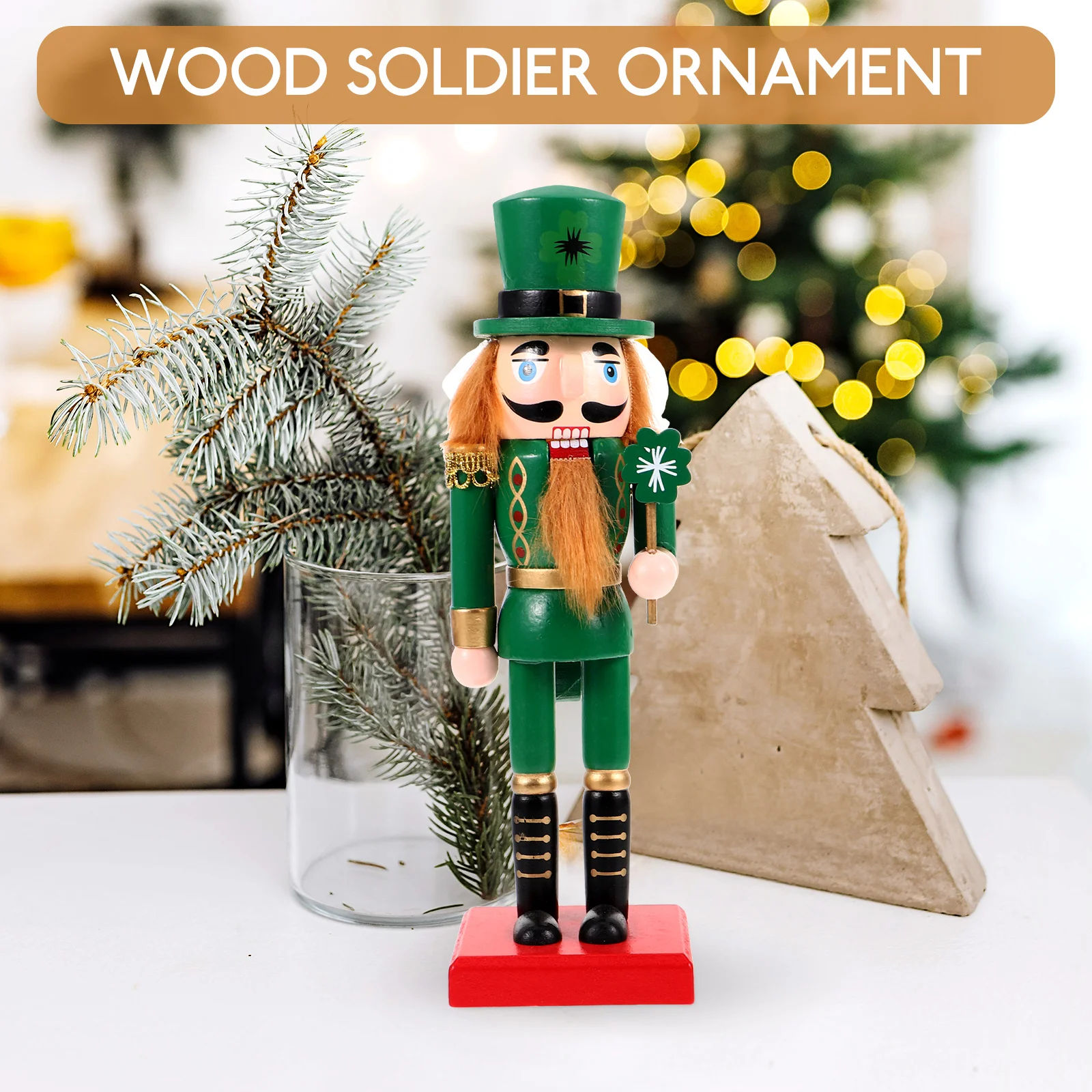 Nutcracker Showcase Decor Crackers Adorable Home Decoration Puppet Wooden Christmas Tree Ornaments Soldier Design