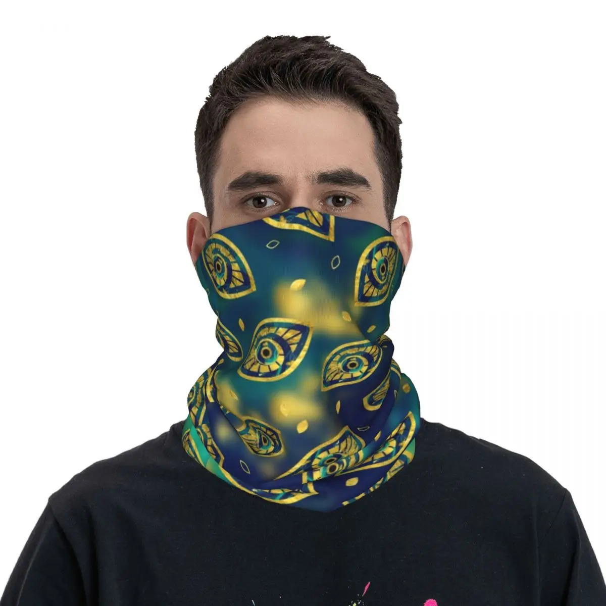 Nazar Eye Amulet Pattern Bandana Neck Cover Printed Mask Scarf Multifunction Cycling Scarf Running Unisex Adult Windproof