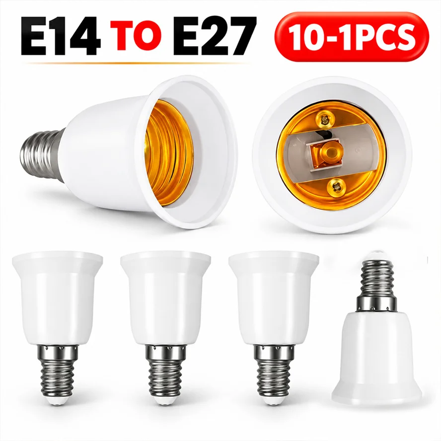 1-10PCS High Quality E14 To E27 Adapter Conversion Socket 220V 110V Plastic Converter Light Bulb Adapter Socket Home Decoration