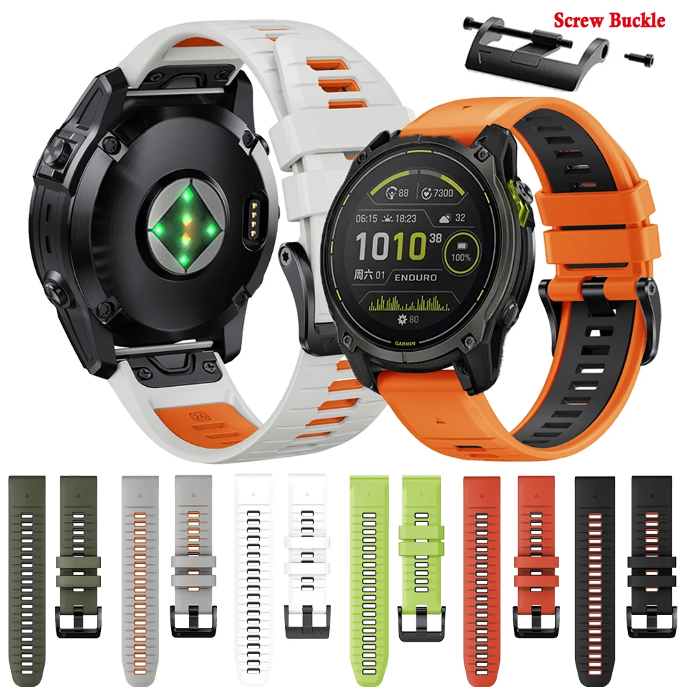 QuickFit 26 22mm Watch Strap For Garmin Fenix 7X 7 Silicone Watchband Fenix 8 E 47mm 51mm 6X 6 Pro 5X 5 Plus Enduro 3 2 Bracelet