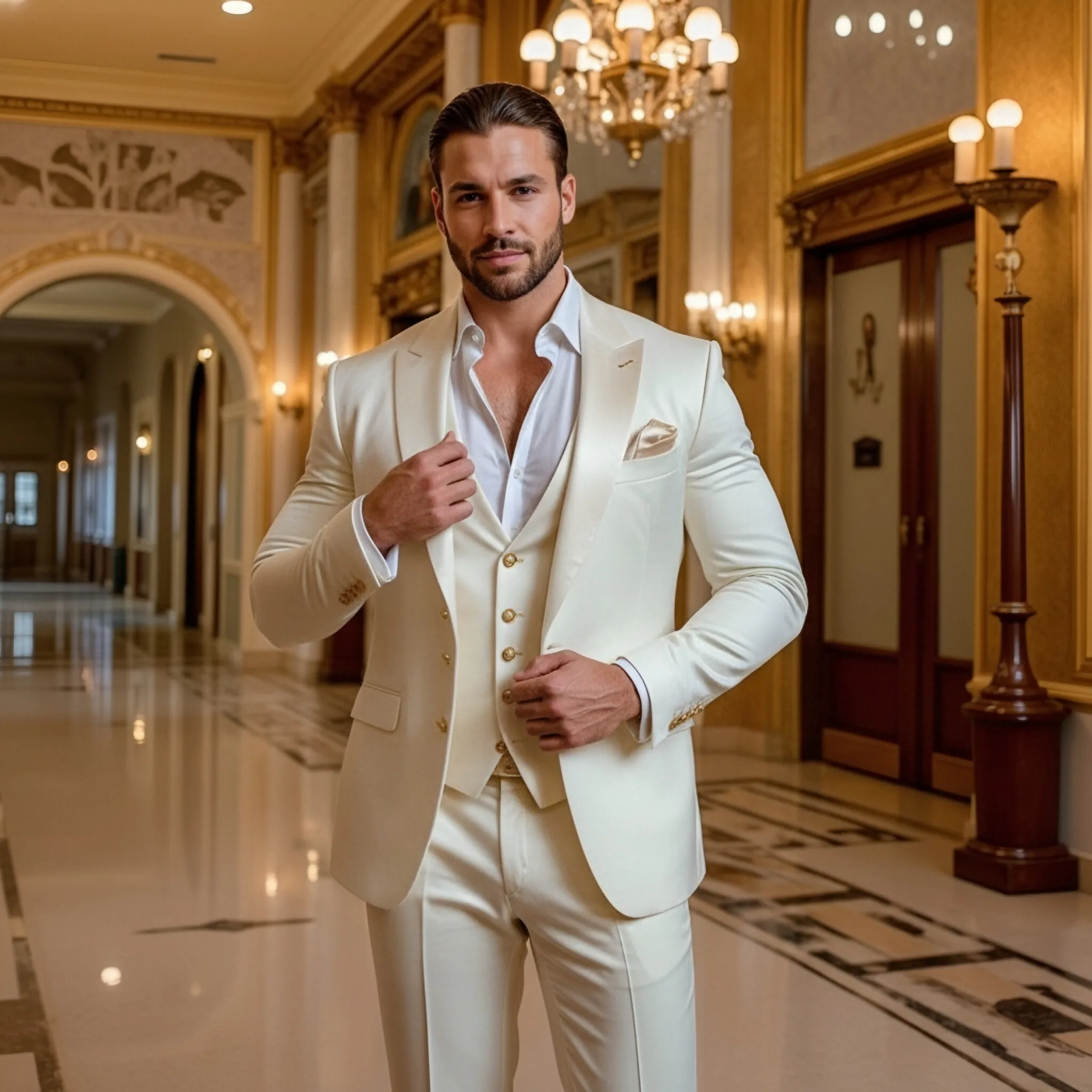 Nuevo Conjunto de Traje de Lujo Beige de 3 Piezas para Hombre 2026 - Blazer, Chaleco y Pantalones de Corte Slim para Boda, Novio, Esmoquin, Recepción, Fiesta, Baile de Graduación, Casual