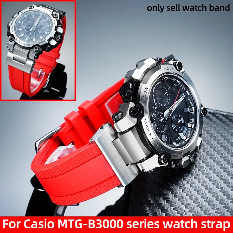 

MTG-B3000 Modified FKM watchband For Casio G-SHOCK 5672 MTG B3000 Quick release Fluorine rubber watch strap Men bracelet band