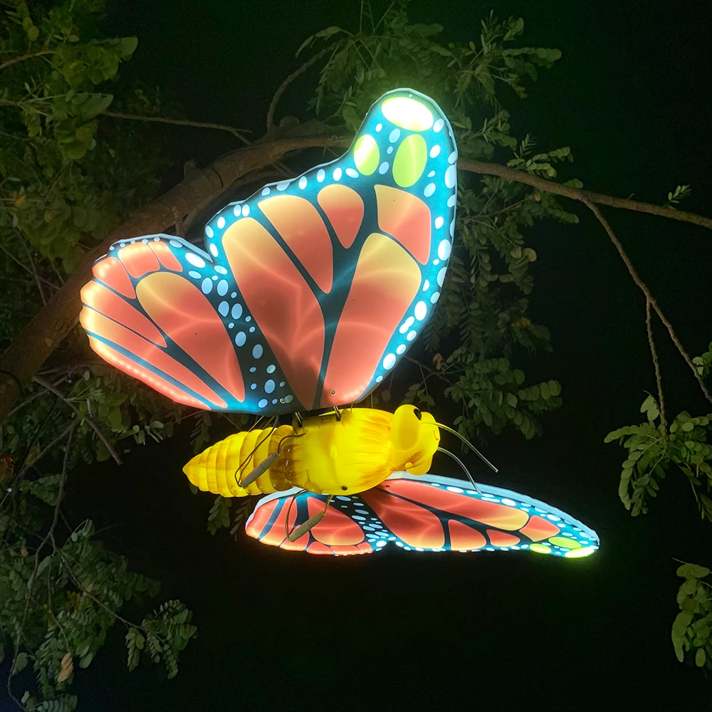 64cm new decorative lighting realistic butterflies decoration for theme park wedding festival christmas event