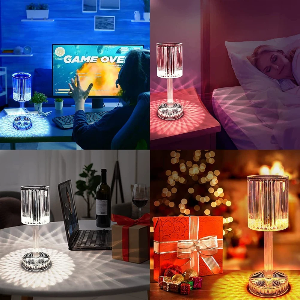 LED Acrylic Table Lamp Touch Remote Control Night Light USB Rechargeable Crystal Diamond Table Lamps Modern Style Bedside Lamp