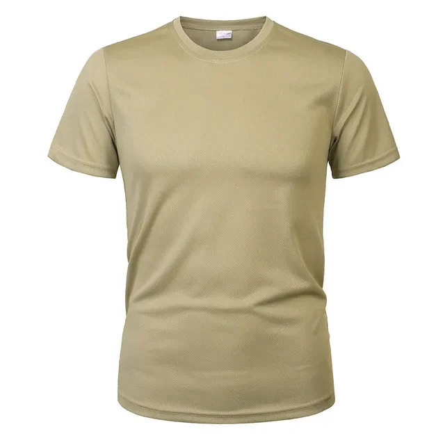 2024 New Style Clothing Tactical Men\'s Tee Shirt Round Neck Solid Shirt Short Sleeve Breathable Quick-drying Casual Shirt