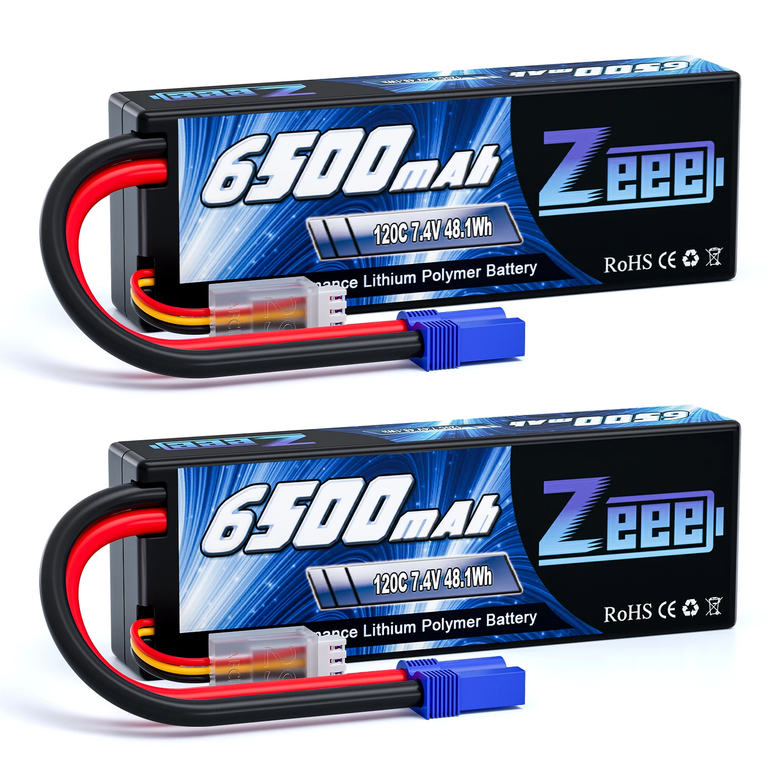 Zeee 2S 6500mAh Lipo-batterij 7,4V 120C Hardcase met EC5-stekker voor RC Auto Vrachtwagen Tank Truggy Boot Voertuigen RC Racing Hobby Modellen