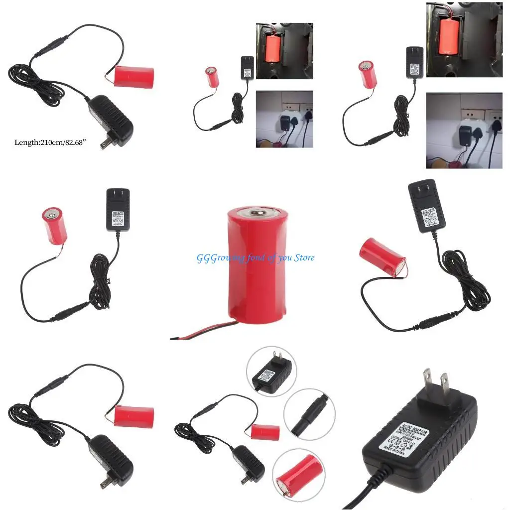 

H9EB Universal LR20 D Battery US Powered Cable Replace 1Pc 1.5V LR20 D Size Battery for Led Lamps Electronics Toy AC100-240V