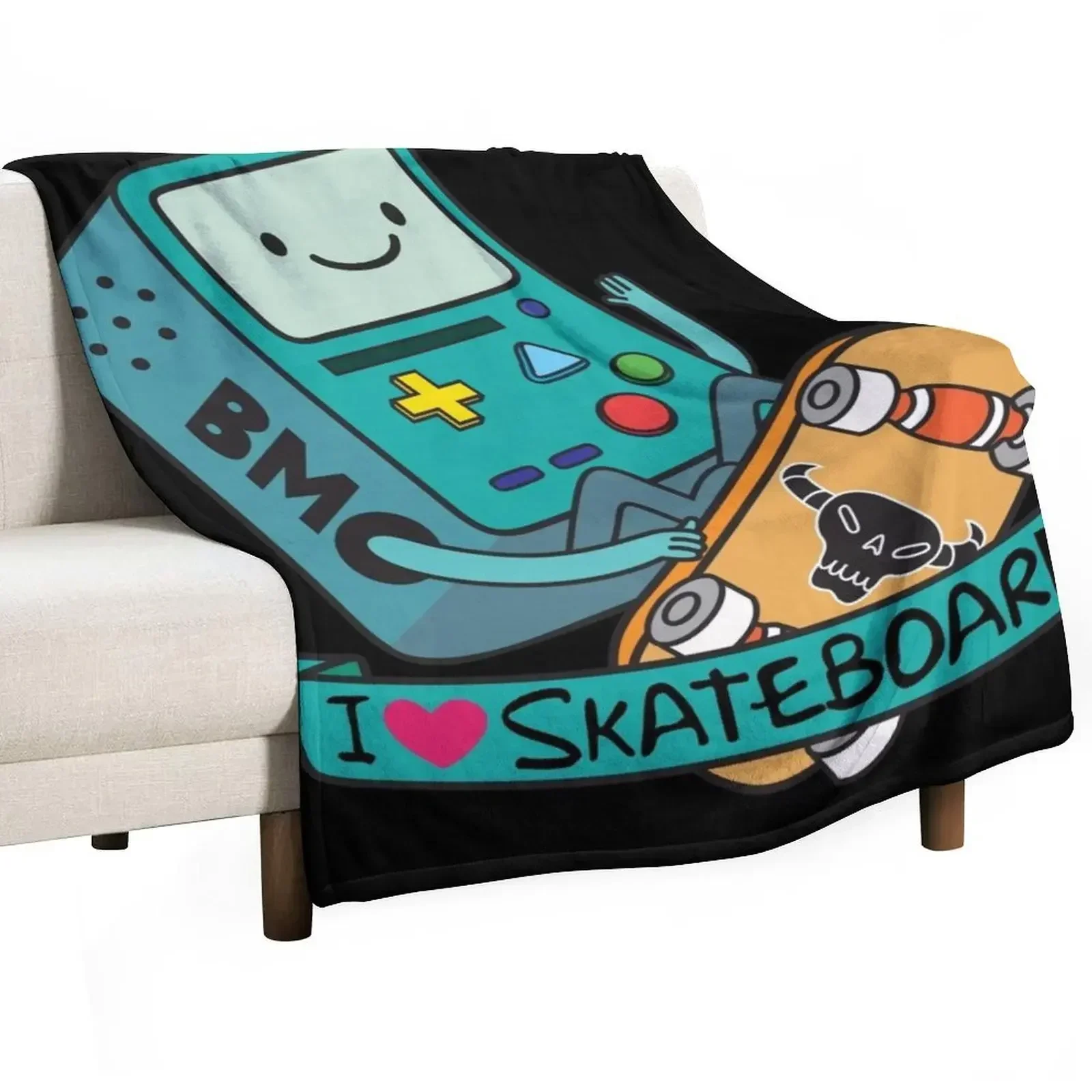 BMO Skateboard Throw Blanket blankets and throws Large Soft Plush Plaid Blankets