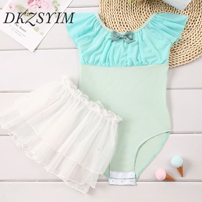 Girls Ballet Skirt Leotards Party Dress Cotton Sleeveless Gymnastics Clothes Students Kids Children Ballet TuTu Dance Skirt