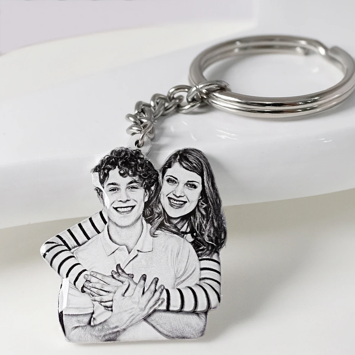 Personalized Photo Keychain Custom Keychain with Picture Keyring Mother\'s Father\'s Day Gift Anniversary Gift for Couples