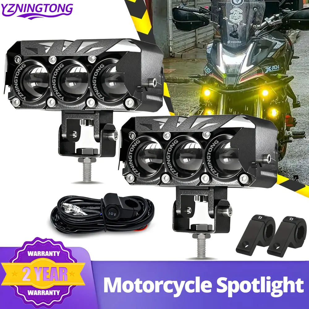 

Dual Color Led Headlight for Motorcycle 500W Motorbike LED Spotlights Projector Moto Lens Headlamp 12V 24V Additional Fog Lamp