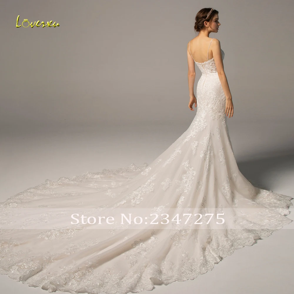 Loverxu Mermaid Sexy Wedding Dresses Sweetheart Spaghetti Strap Vestido De Novia Lace Appliques Vintage Custom Made Bridal Gown