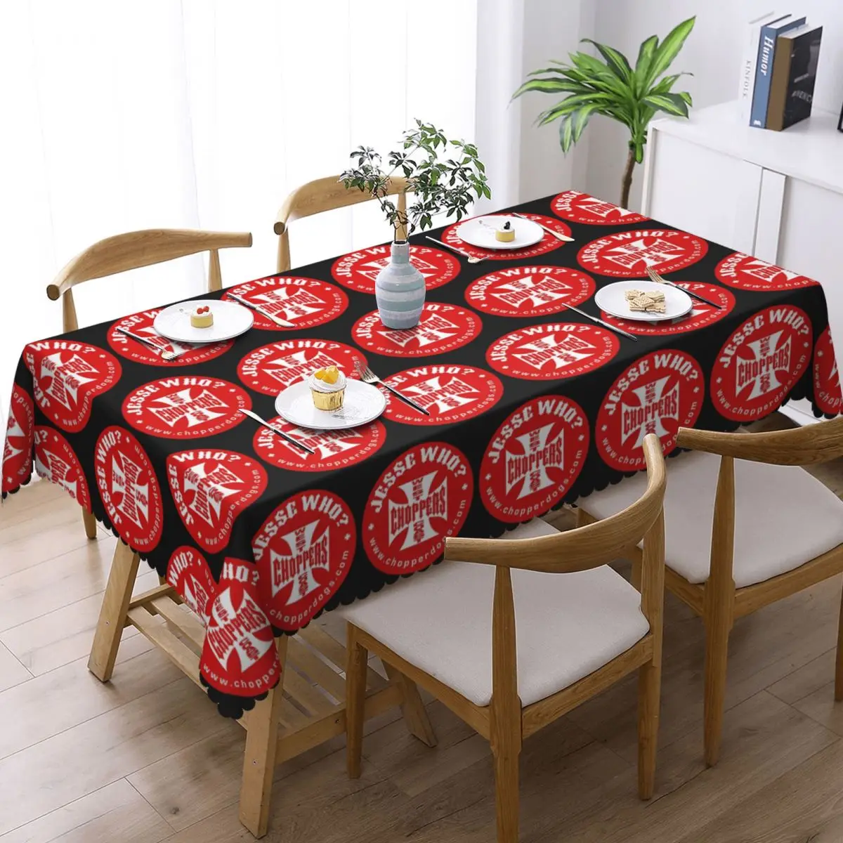 Personalized West Coast Iron Cross Choppers Custom Rectangular Tablecloth Oilproof Table Cover for Dining Events Table Cloth