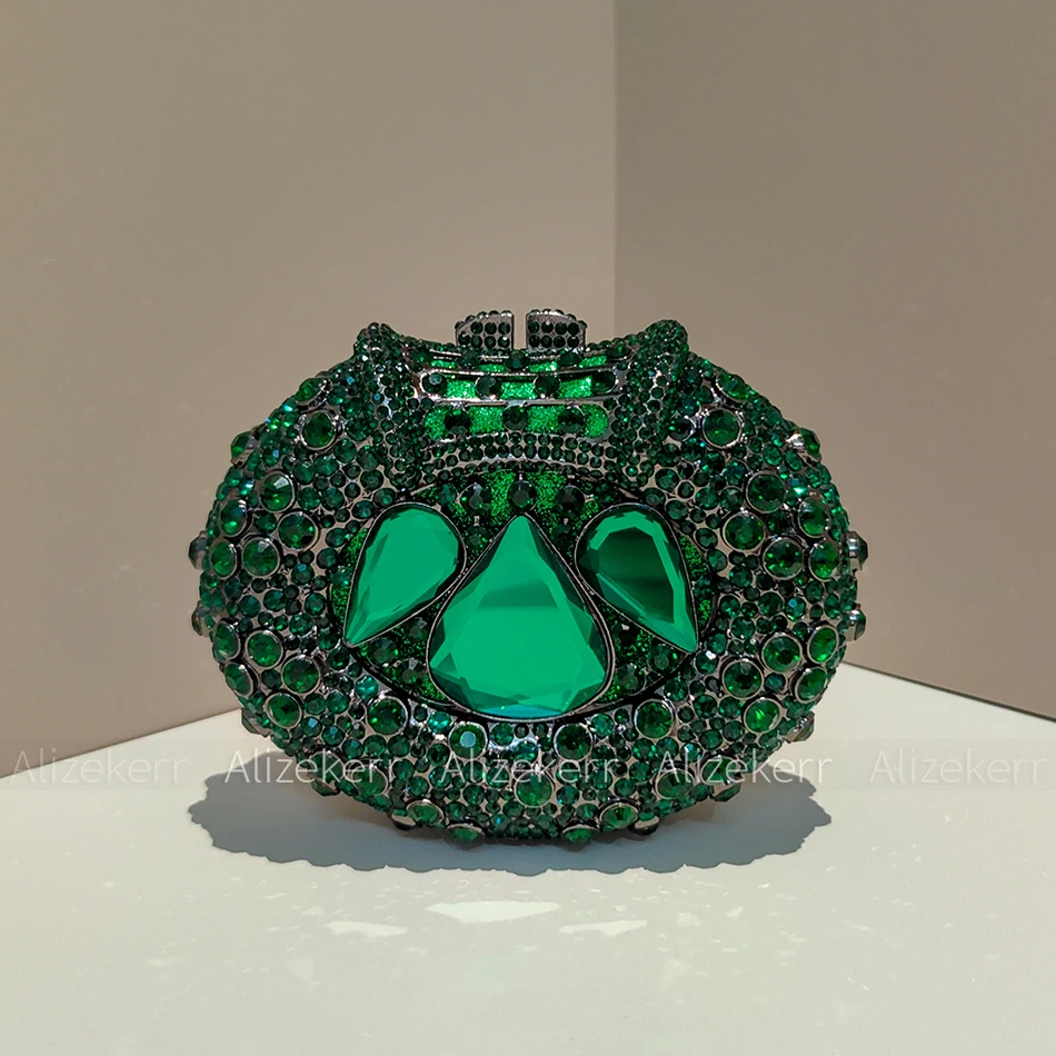 Alizekerr Oval Shaped Crystal Evening Bags Women Luxury Designer Gorgeous Rhinestone Clutch Purses And Handbags Wedding Party