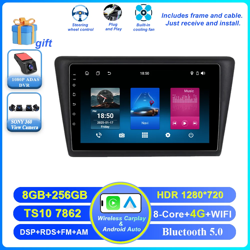 Android 16 Carplay Car Radio For VW Skoda Rapid 2013 2014 2015 2016 2017 2018 2019 Seat Toledo 2015 - 2018 GPS Multimedia Stereo image 3