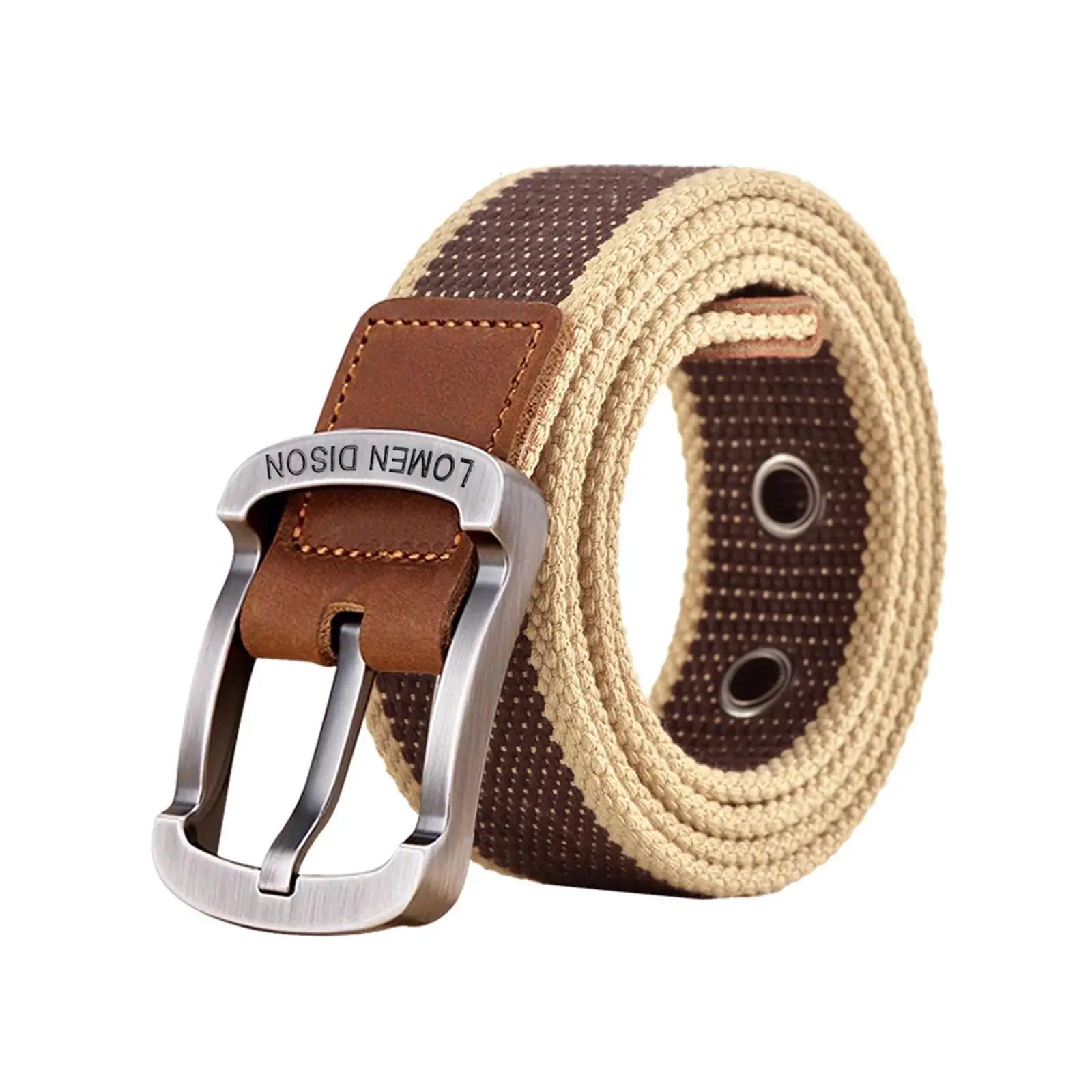 3xキャンバスベルト 織りワイドカジュアルストラップ ズボン用 ジーンズアクセサリー トラベル カーキ 100cm