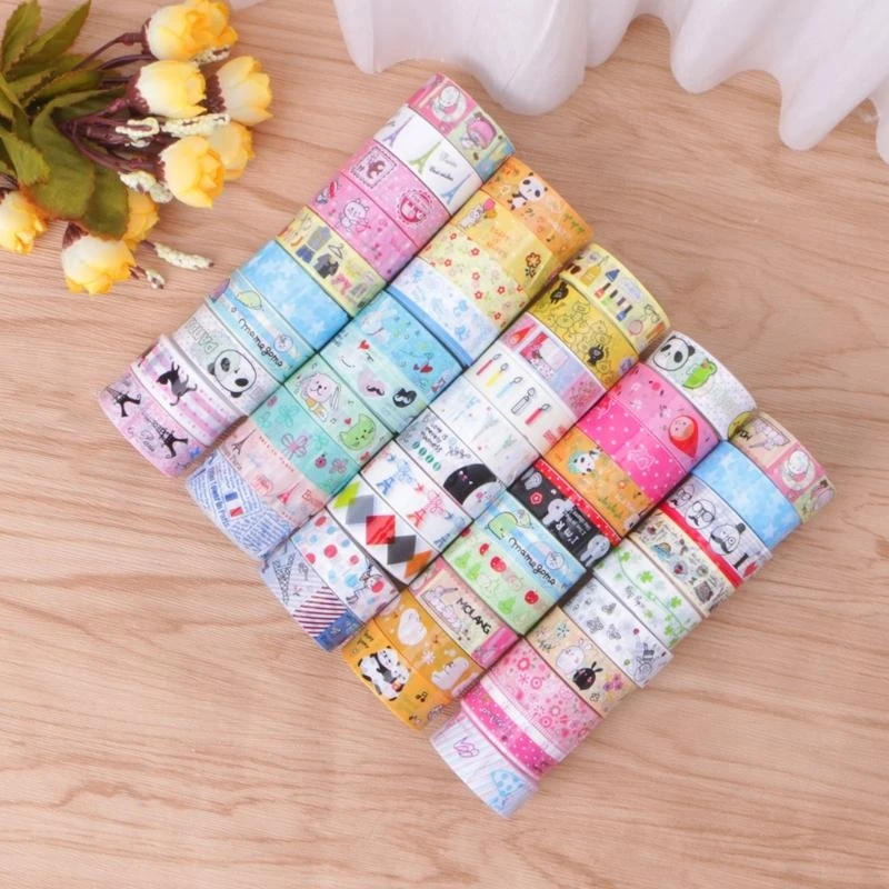 10本のかわいい4Mテープミックスデザイン漫画粘着テープセットスクラップブッキング/クラフト用