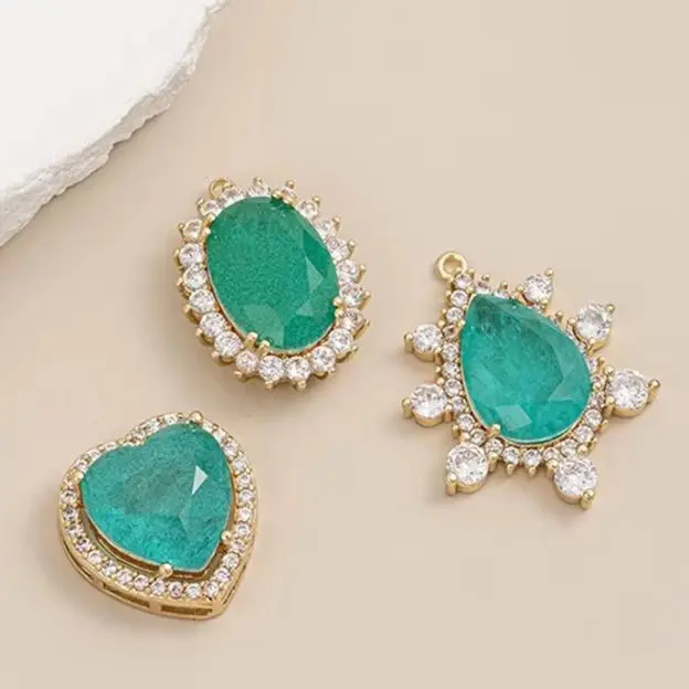 

Позолоченный кулон Параиба 14 карат с инкрустацией цветными драгоценными камнями и слегка инкрустацией цирконом, модное ювелирное ожерелье своими руками