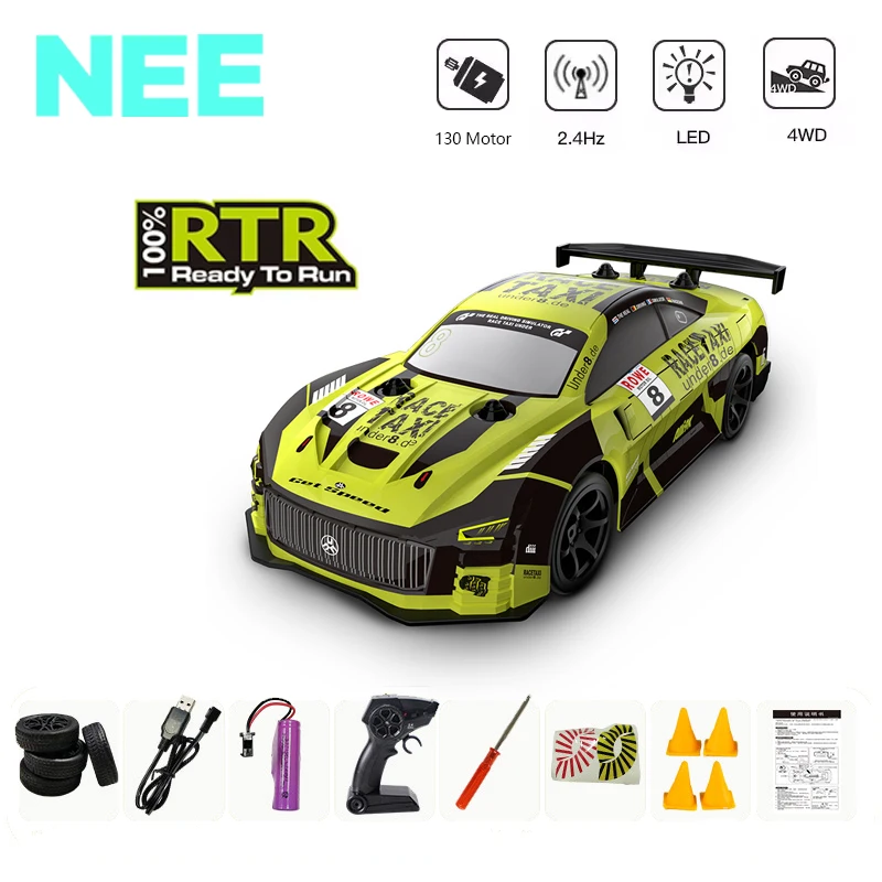 Drift Rc Car 1:18 4x4 luces coloridas 2,4g batalla multijugador tracción en las 4 ruedas suspensión independiente trasera y trasera juguetes para niños