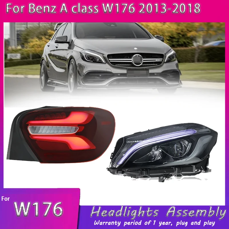 1 Pair LED Headlight Assembly for Benz W176 A class 2013-2018 Headlights Plug and Play with DRL Turning Full LED Front Headlight