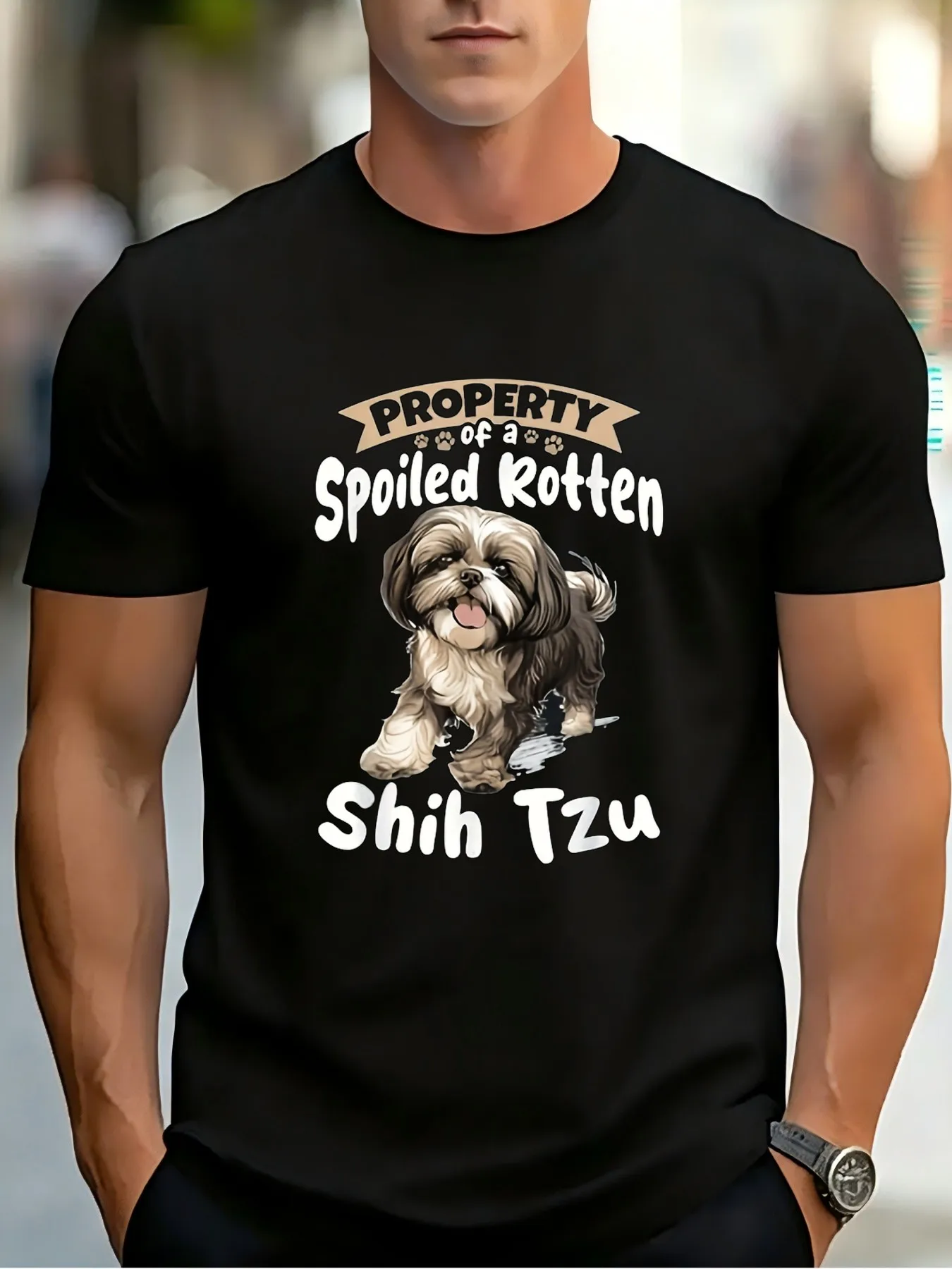 Shih Tzu Graphic Tee Shih Tzu Lover S Delight Property of a Spoiled Rotten Shih Tzu Graphic Tee Soft Breathable Lightweight T Shirt for Men Unisex Casual Round Neck Tee with Adorable Dog01.jpg
