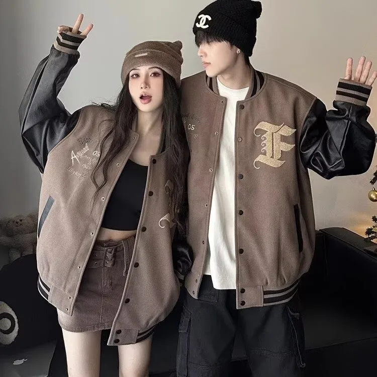 

Свободный мужской бейсбольный кардиган с открытым кардиганом Jaet, осень-зима, пальто пилота большого размера, повседневная одежда, длинное волокно из полиэстера