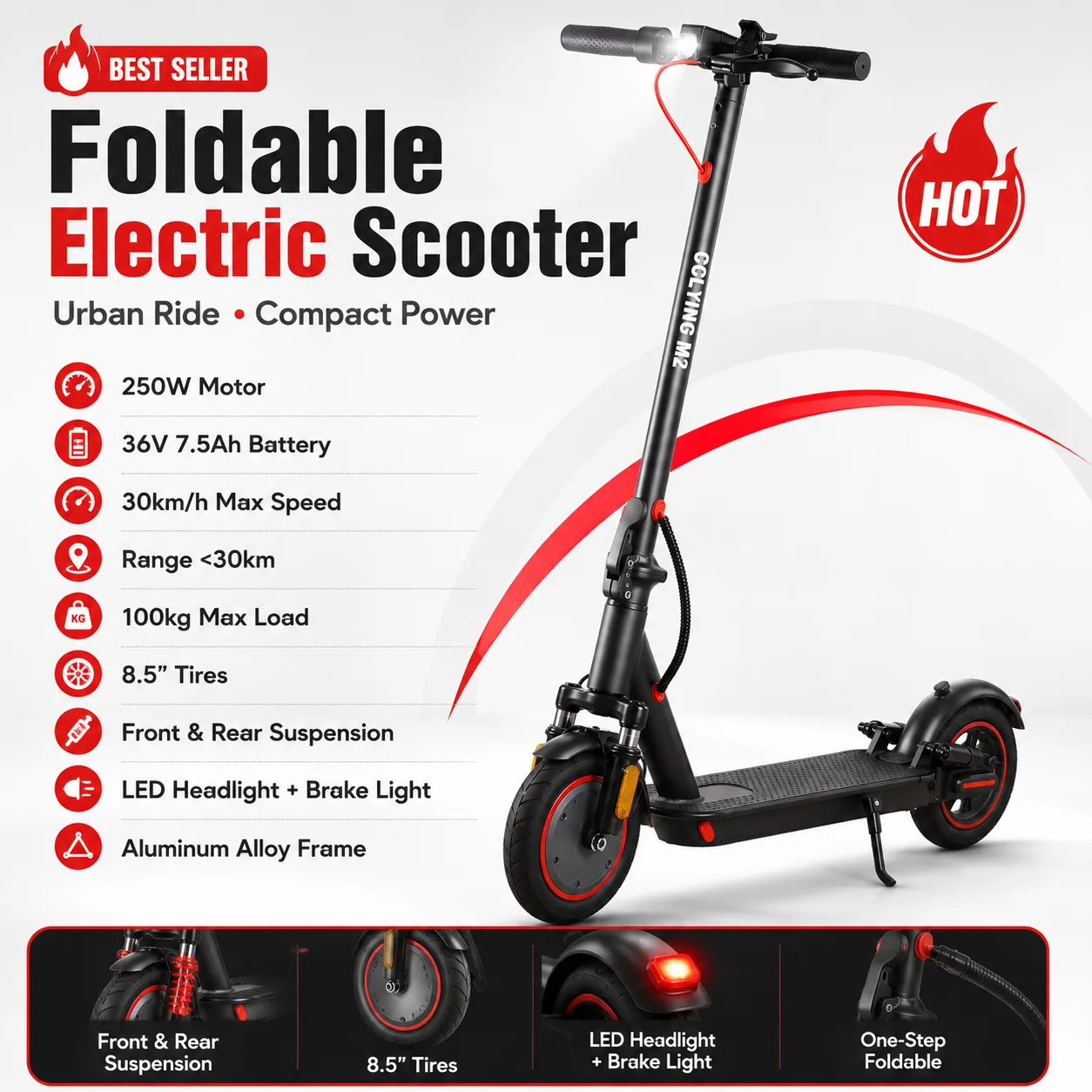 

Adult Electric Scooter, 36V 10.4AH Battery, As a holiday gift,400W Motor, 8.5-inch Puncture-resistant Tires, Top Speed 25 Km/h, Range 20 Km, Maxim，Electric Scooter For Adults，Electric Bike，Ebike，E Bike，Electric Bike Adults，Bike