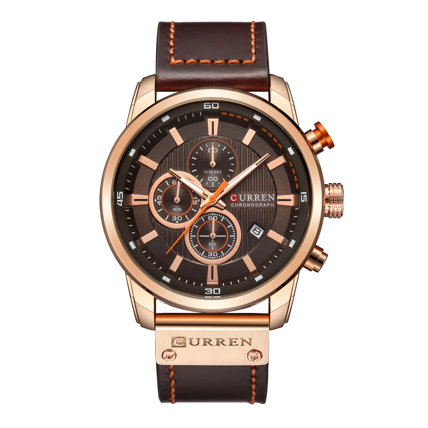 

Curren's new hot selling 8291 leather strap men's watch six pin calendar waterproof