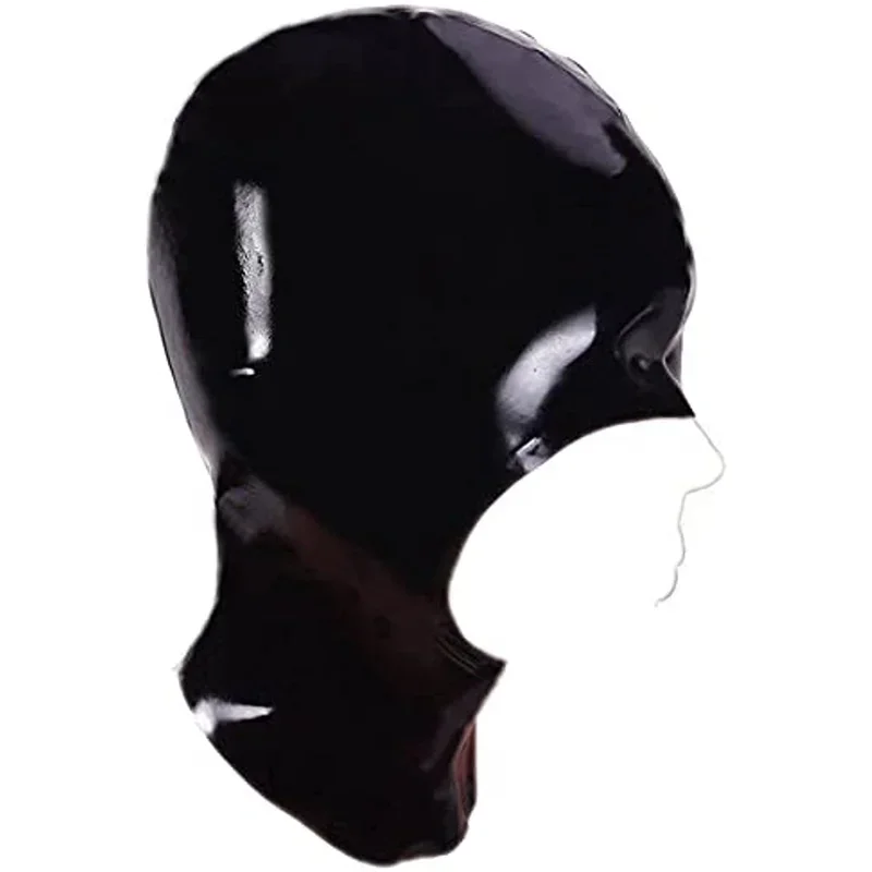 

Black Rubber Hoods Sexy Fetish Women Full Head Latex Mask Handmade Cosplay Mask Open Mouth No Zip