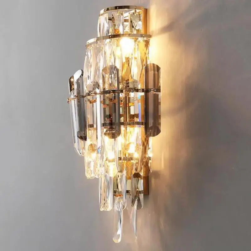 Large led Candle wall sconce Modern Restaurant Wall Lamp For Living Room Retro Hallway gold Crystal wall Light Lustres