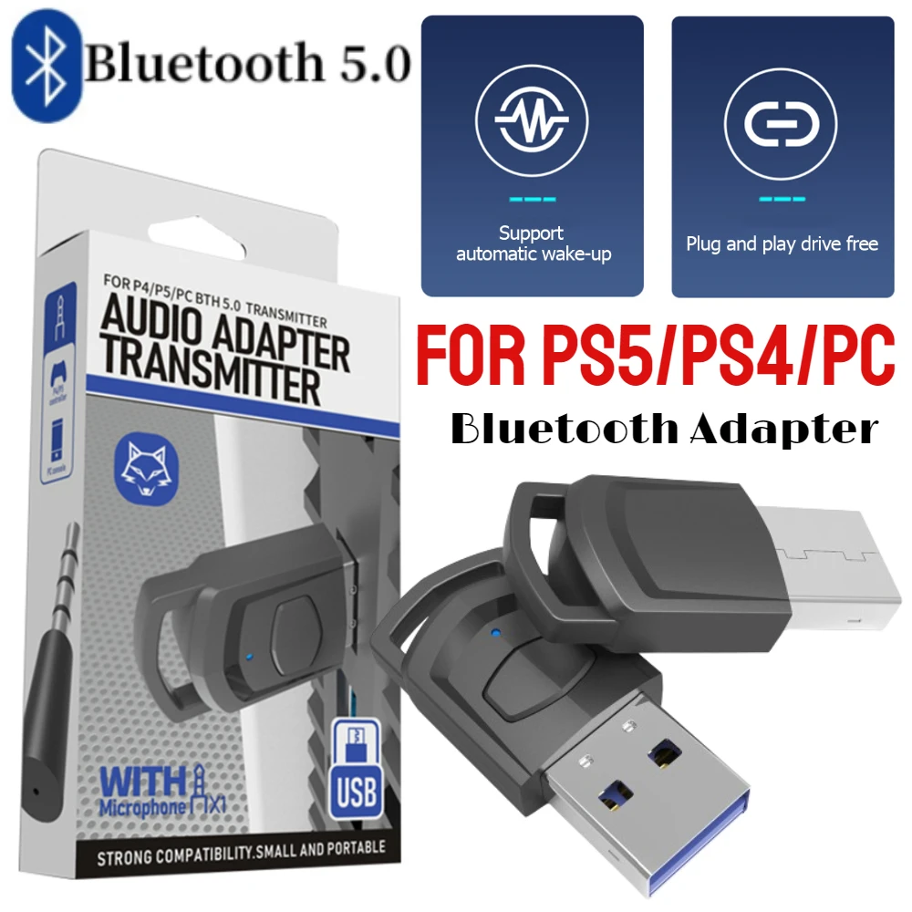 Wireless Headphone Adapter Receiver For PS5 PS4 Game Console PC Headset Bluetooth 5.0 Dongle Adapter USB Audio Transmitter