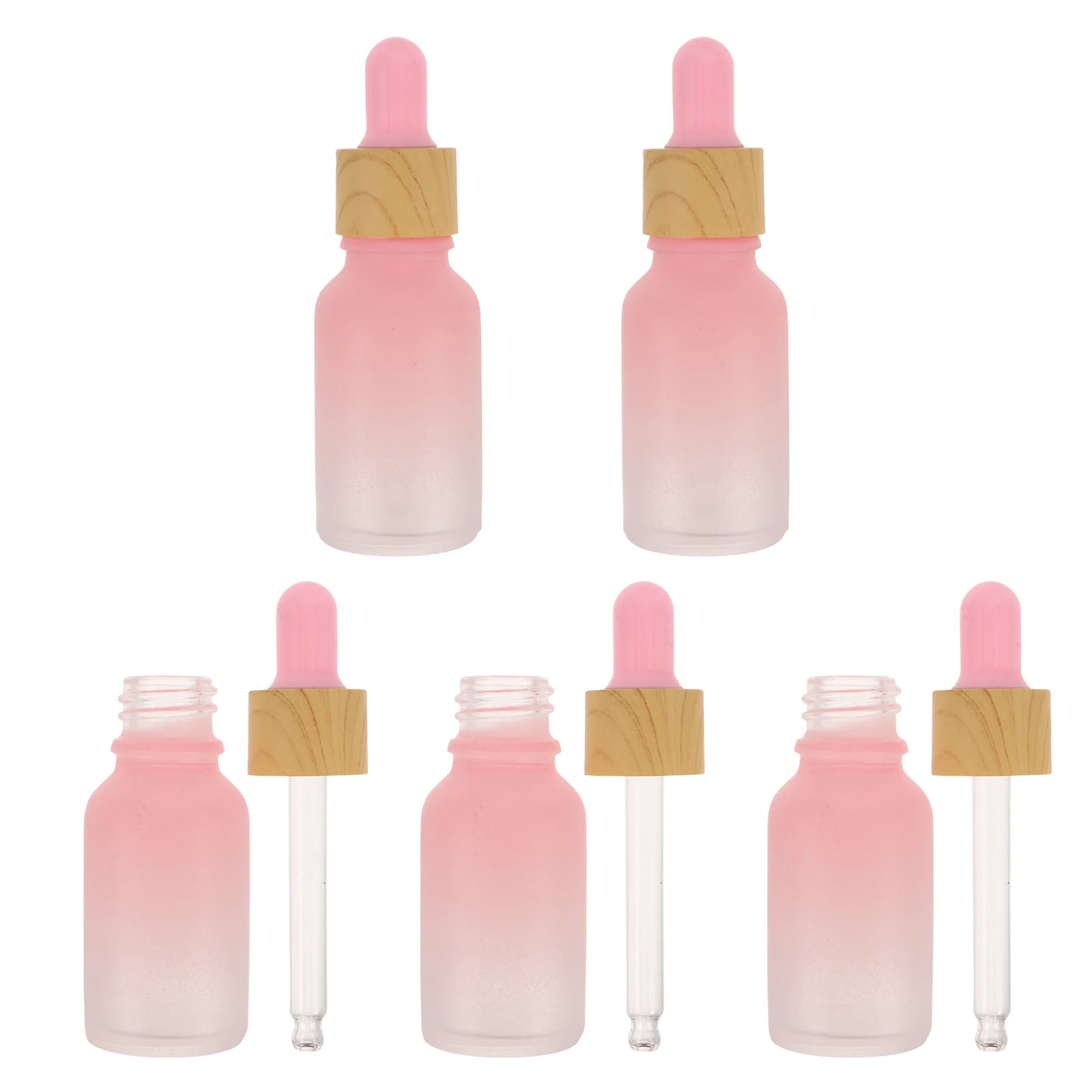 

5Pcs Gradient Frosted Glass Essential Oil Dropper Bottles 15ml Containers Skincare Sample Serum Vials