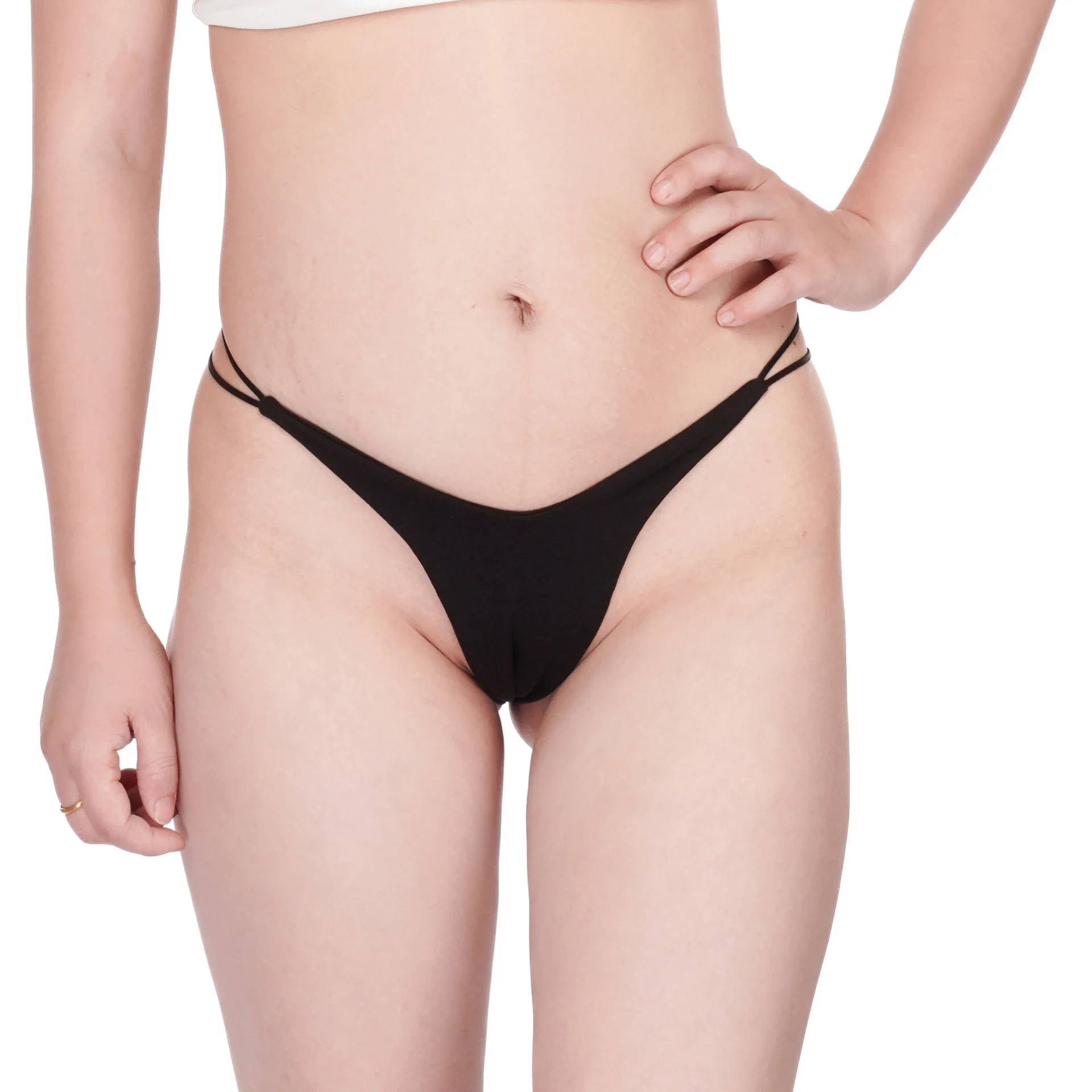 

Sexy High-slit Thongs Cotton Women's Briefs Double-layer Bikini Femme Underwear Belt G-String Fitness Low Rise Seamless Panties