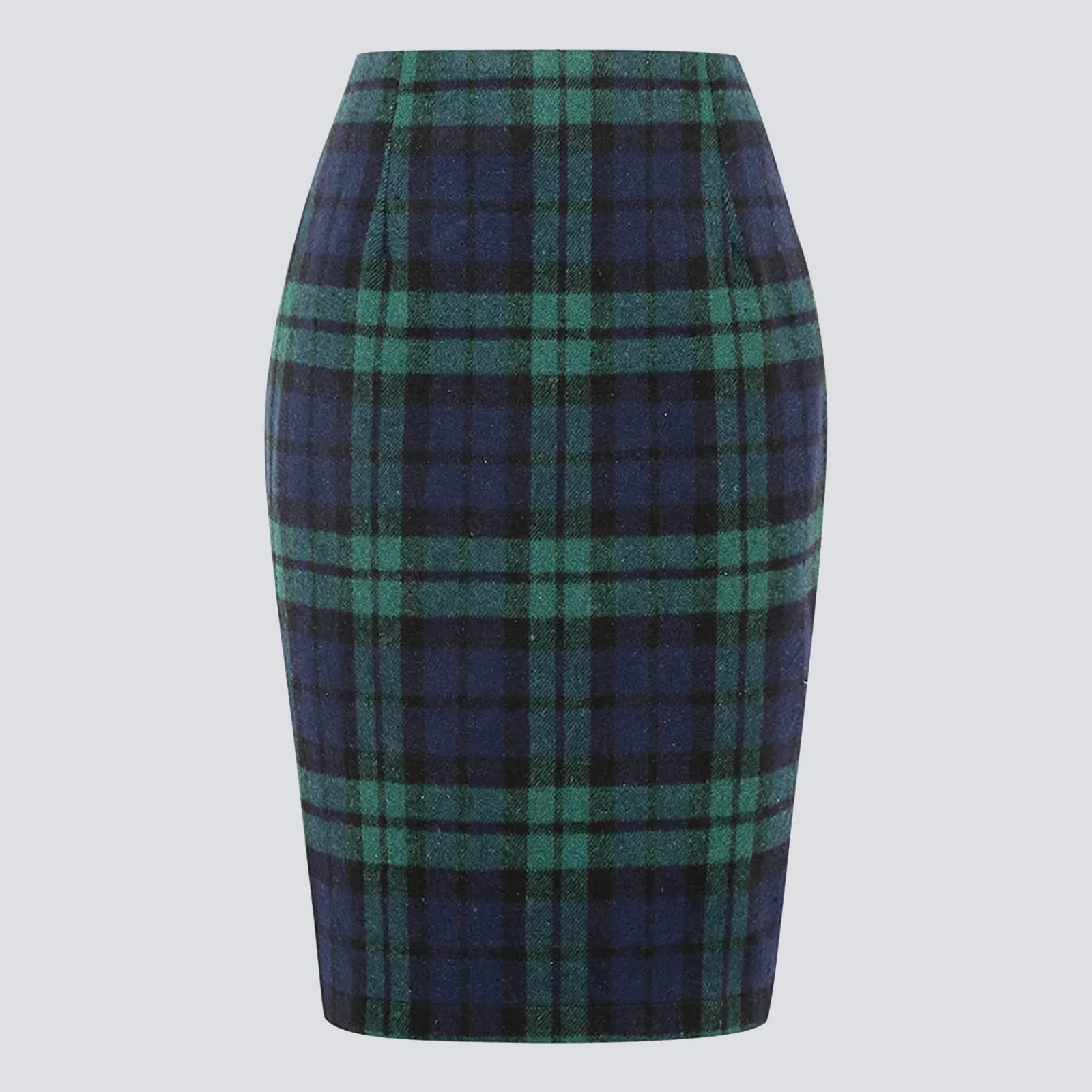 Autumn Winter Pencil Plaid Skirts For Women High Waist Bodycon Knee Length Wool Midi Skirt With Slit Checked Casual Daliy Skirts