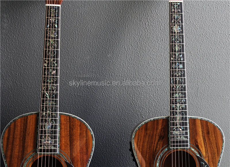 OOO، OM Style Deluxe Solid Koa Wood Acoustic Guitar، جيتار مصنوع يدويًا من الخشب الصلب،