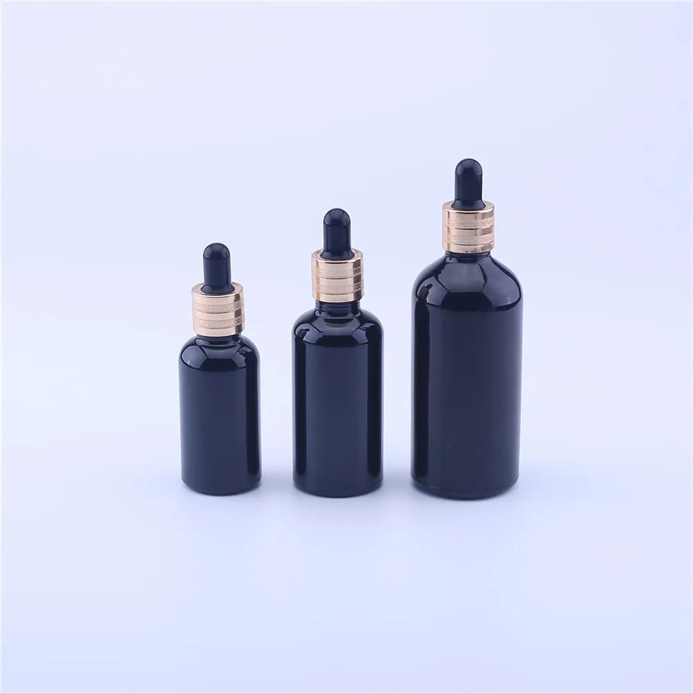 5-100ml Dropper Bottle Tubes Black Glass Aromatherapy Refillable Bottle For Essential Massage Oil Pipette Container 100pcs