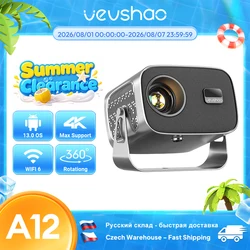 VEVSHAO A12 Projector Mini Portable LED Video Android 13.0 WIFI 6 Mirror SmartPhone for 1080P 4K Video Home Cinema Projector