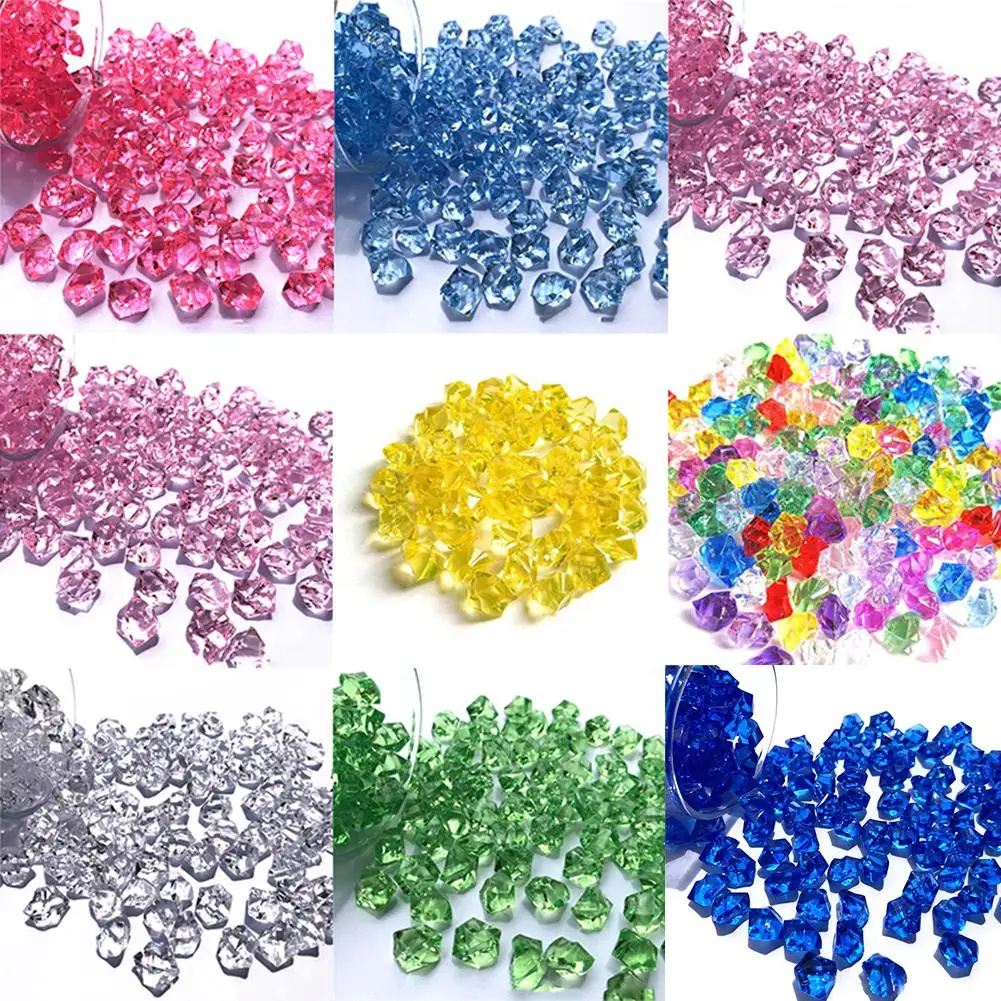 150Pc Acrylic Crystal Gem Stones 11x14mm Crushed Ice Rock Colorful Fish Tank Vase Jewelry Ornament For Household DIY Decoraction