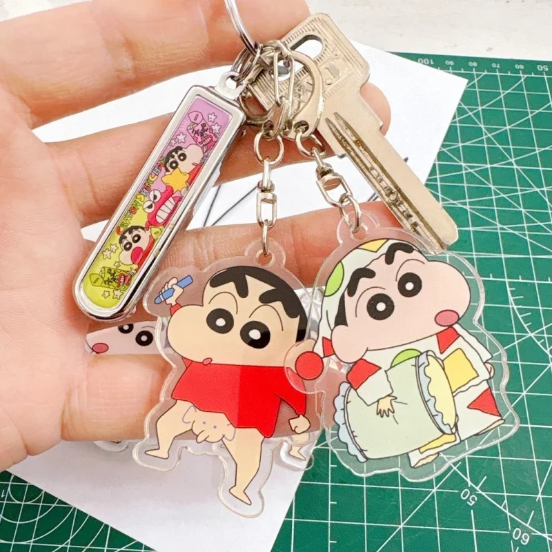 

New Crayon Shin chan keychain peripheral 2025 Girl Heart pendant cute cartoon acrylic backpack niche pendant Girls for Gifts