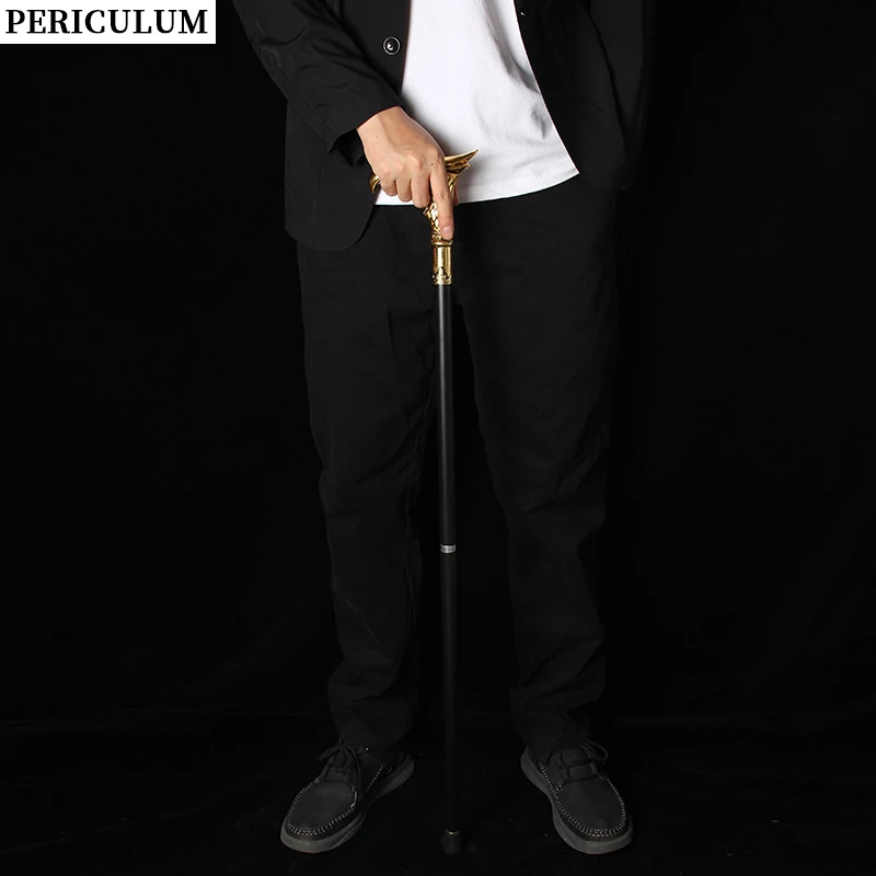 Shiny Gold Eagle Head Walking Cane with Curved Handle Vintage Detachable Decorative Walking Stick Cosplay Prop for Men And Women view 2