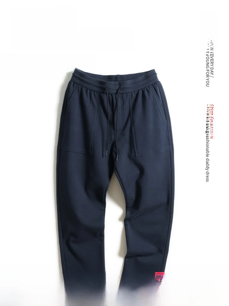 

Loose Fit Pure Cotton Elastic Waist Dad Pants andpa Long Trousers Spring Autumn Casual Faion Urban Sle Acecred Men's Sw...