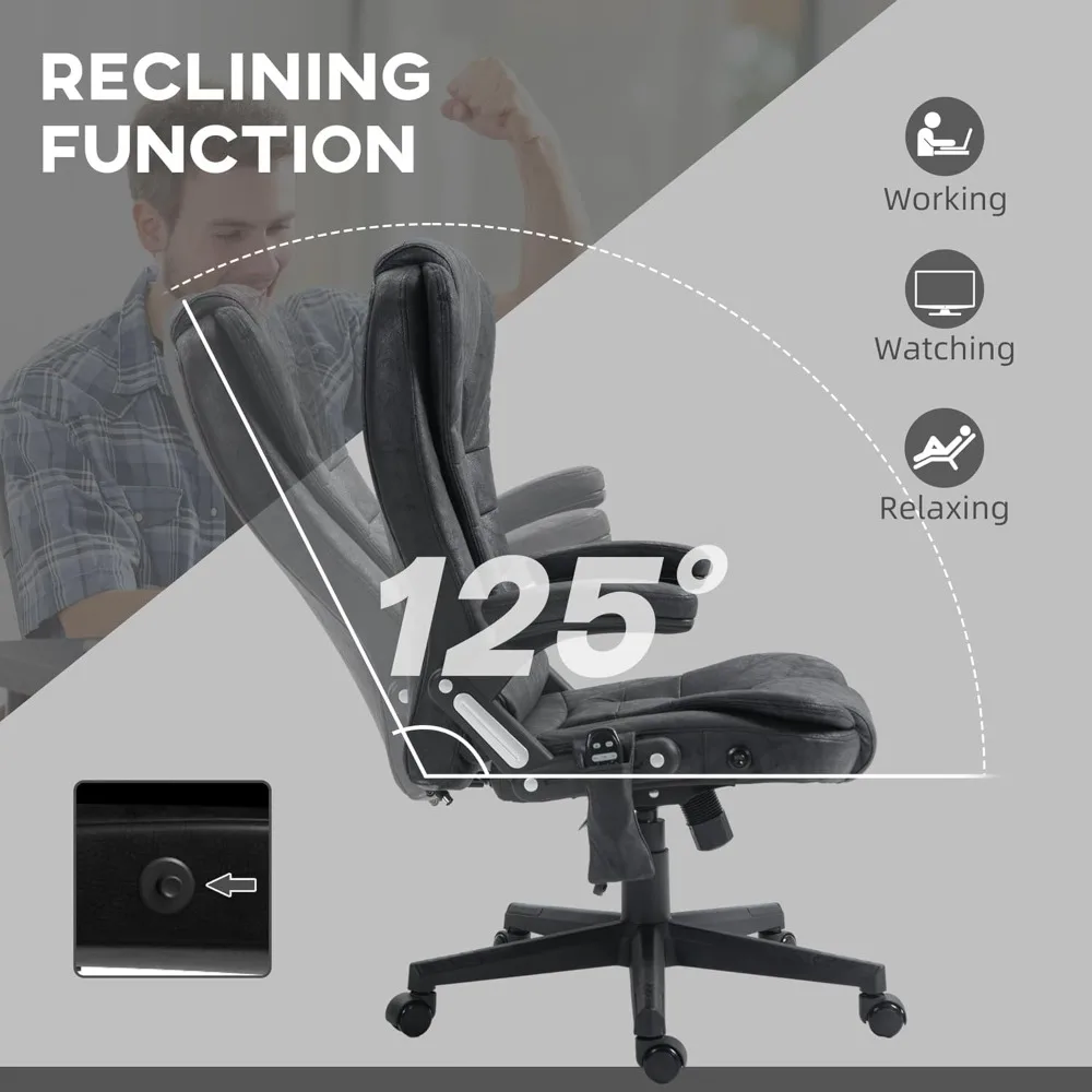 Vibrating Massage High Back Office Chair with Heat, Microfiber Upholstered Reclining Executive Chair for Comfortable Seating