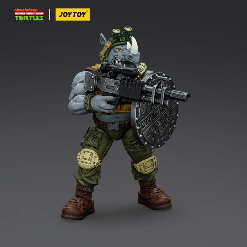 JOYTOY เต่านินจาตัวเลขการกระทําอะนิเมะ 1/18 ขนาด 11.5 ซม.TMNT Beebop Rocksteady ก้องทหารรุ่นตุ๊กตาของเล่นเด็กของขวัญ