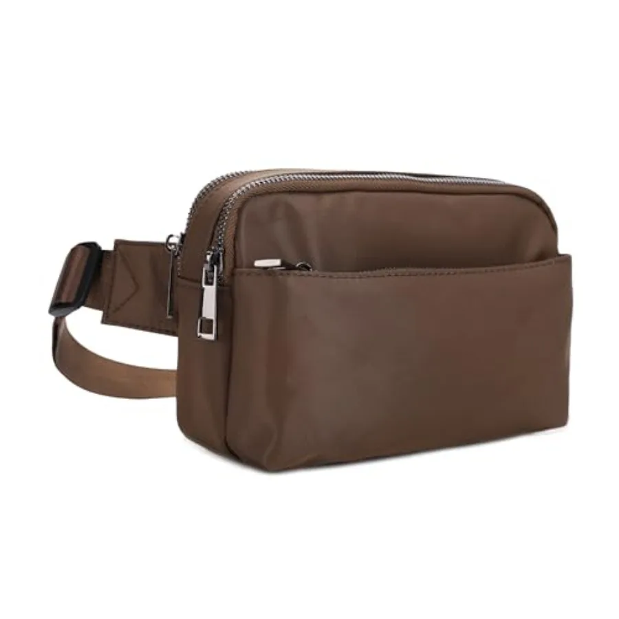 

Crossbody Nylon Waist Pack with Adjustable Buckle Strap Fashion Multi Pocket Belt Bag