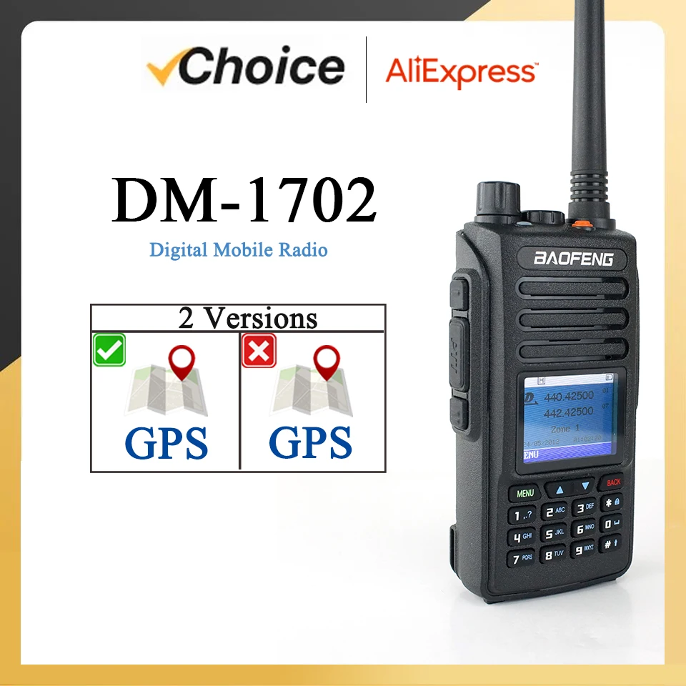 Baofeng DM-1702 DMR Radio GPS Walkie Talkie Digital Dual Band Mode Analog DM1702 Tier1 Tier2 Dual Upgrade Version DR-1801 DM1701