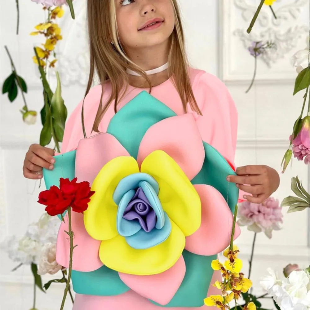 Robe princesse élégante à fleurs pour enfants, costume de fête pour enfants, vêtements pour bébés filles, vêtements de vacances d'anniversaire, EidalFitr, nouveau bonbon, 2024