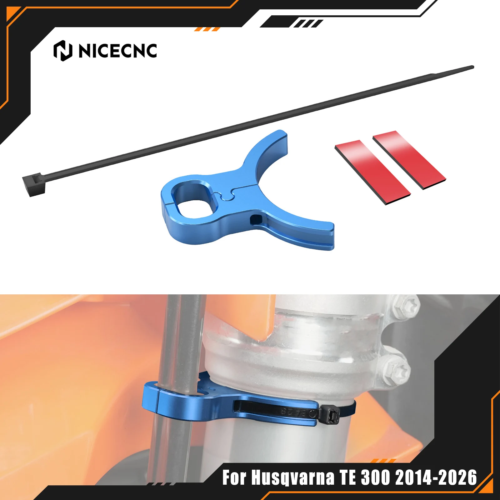 

NICECNC For Husqvarna TE 300 FE 250 FE 350 FE 450 TX 300 FC FX 2014-2026 Front Brake Hose Line Guide Clamp 701 Enduro Supermoto