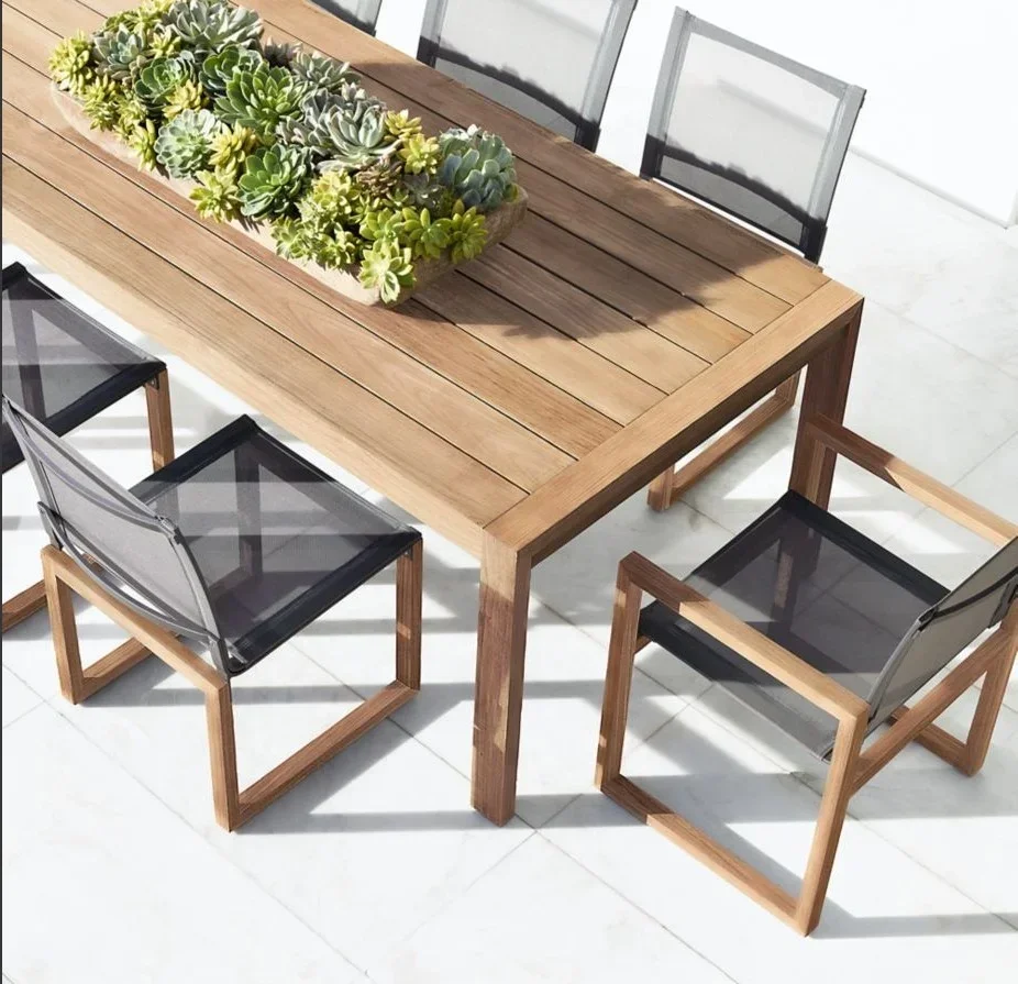 Outdoor Furniture Modern Garden Teak Wood Set Dining Table For Beach Hotel Restaurant Bar Club Furniture